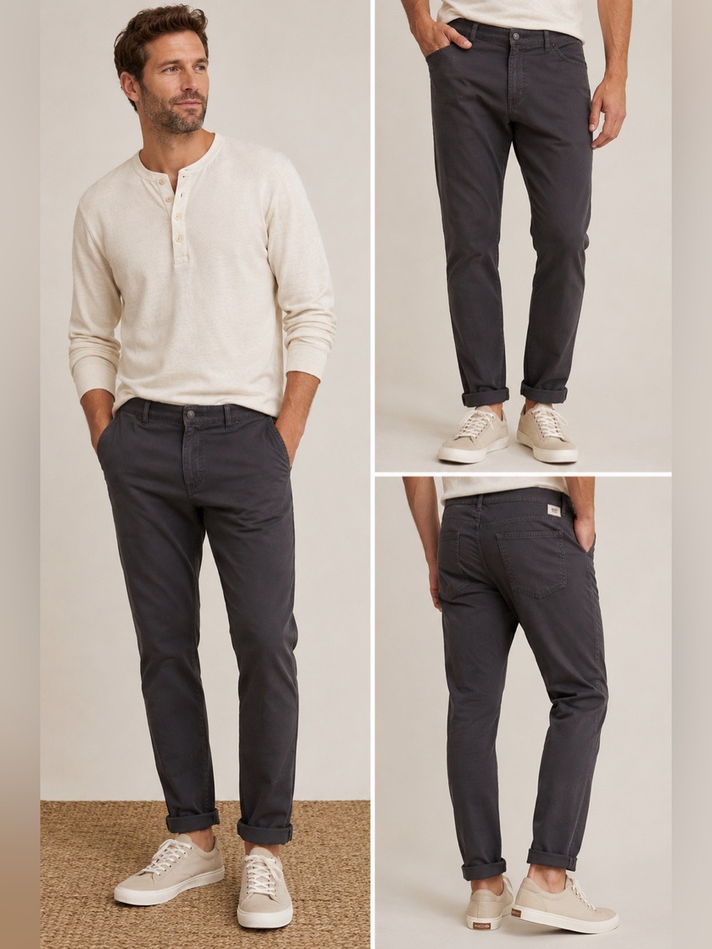 Flint and Tinder Tapered Fit Charcoal Stretch Pants Men’s Casual Chino 34x32